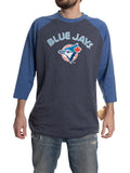 Toronto Blue Jays Men’s Cooperstown Wordmark Logo Raglan 3/4 Sleeve T-Shirt