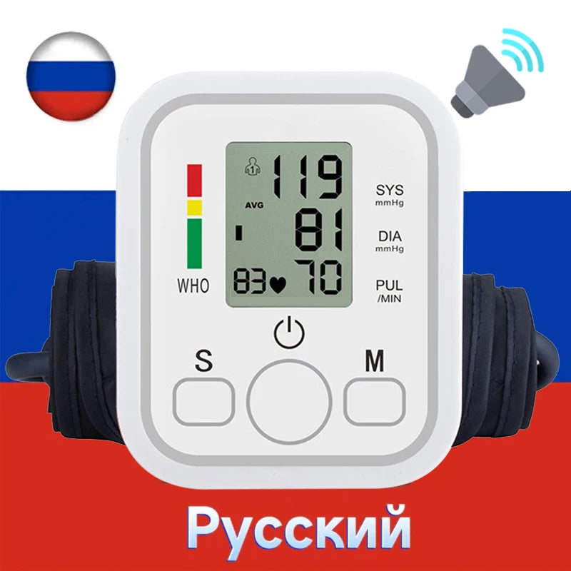 Portable Tonometer Digital Tensiometer Heart Rate Monitor Arm Blood Pressure Monitor BP Equipment Automatic Professional Medical